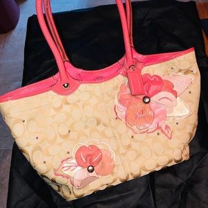 Authentic Coach Signature w/ pink accents